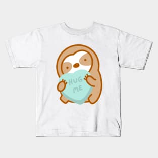 Cute Valentine Hug Me Candy Heart Sloth Kids T-Shirt